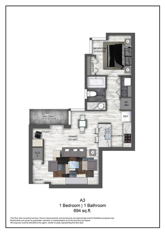 Floor plan layout diagram for A3